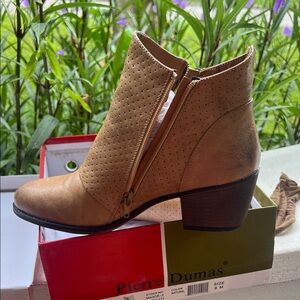 Pierre Dumas Tan Perforated Ankle Booties